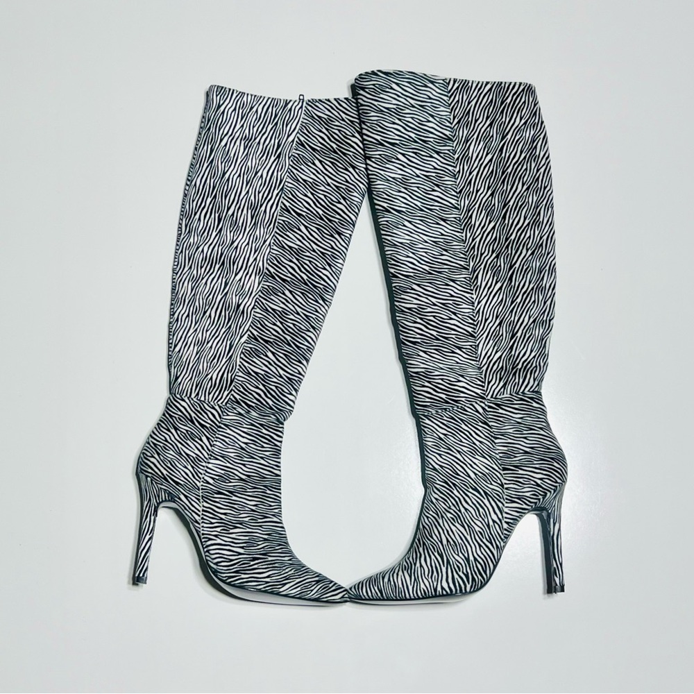Mont Collection Zebra Knee High Boots Size 7.5